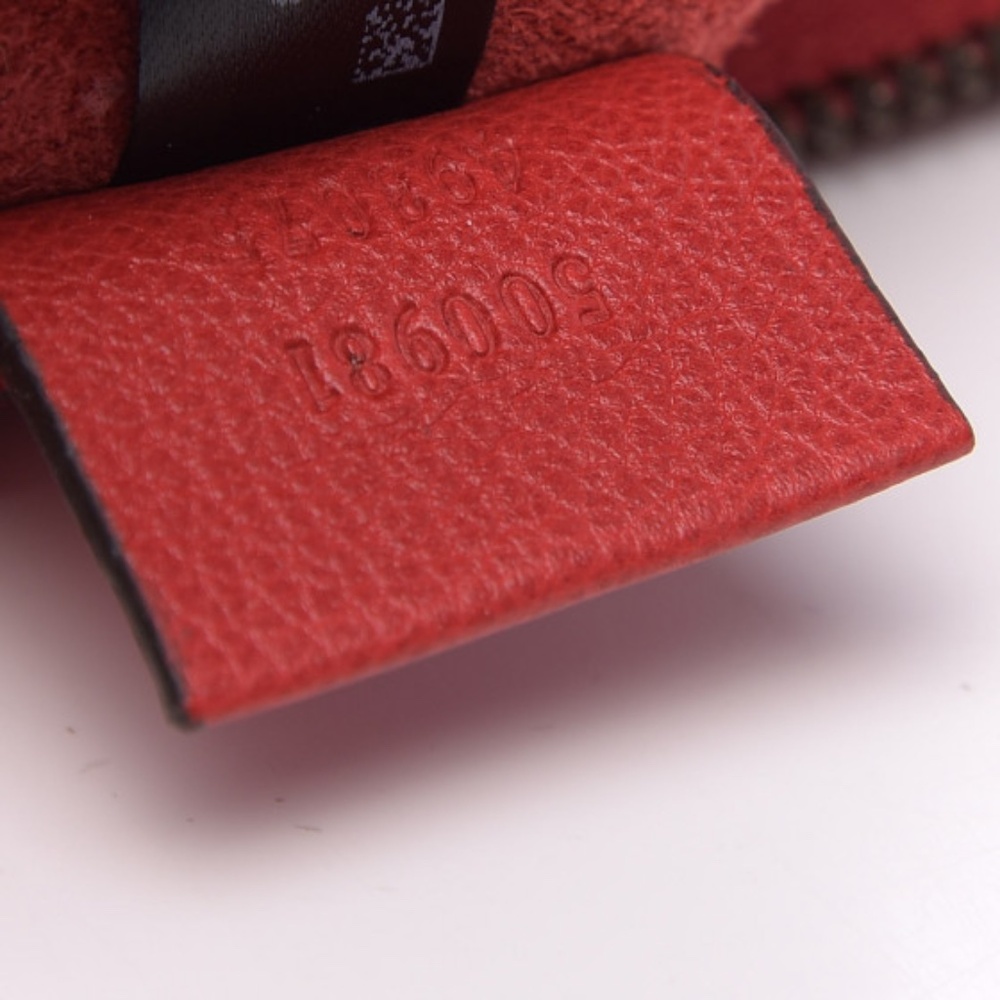 GUCCI  Pebbled Calfskin Medium Logo Portfolio Clutch Hibiscus Red - Picture 6 of 8